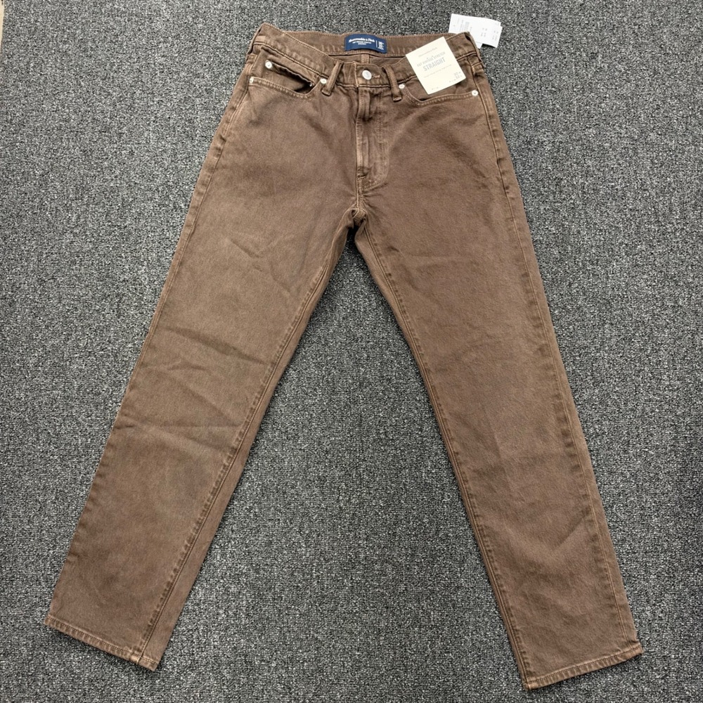 Abercrombie & Fitch Vintage Stretch Straight Jeans Mens 30x32 Brown NEW earthy